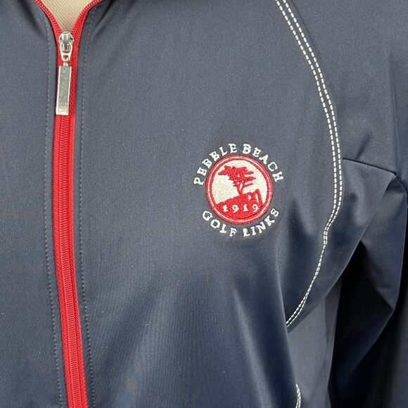 Nike Golf Tour Women S Performance Jacket Dri-Fit Navy Red Full Zip Pebble Beach - Picture 5 of 15